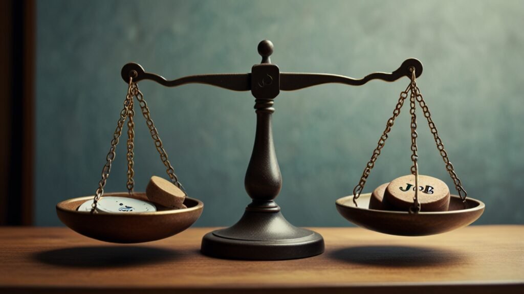 Can I Do Freelancing With a Job? Scale showing balance between job and freelance work