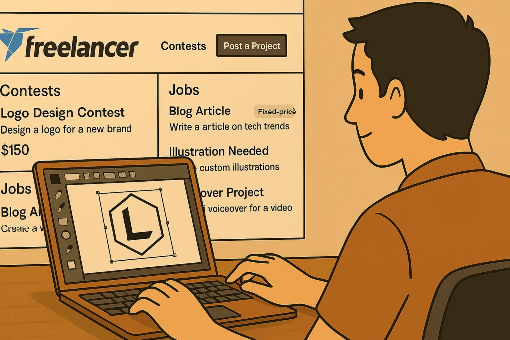 Best Freelance Platforms for Beginners and Pros Freelancer participating in design contest online