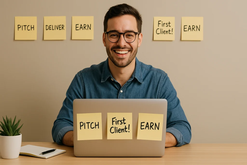 Best Freelance Platforms for Beginners and Pros Freelancer celebrating their first successful gig on freelance platforms