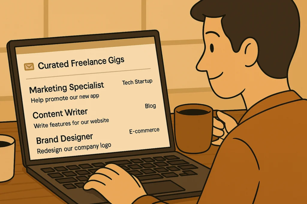Best Freelance Platforms for Beginners and Pros Freelancer checking SolidGigs email for job leads