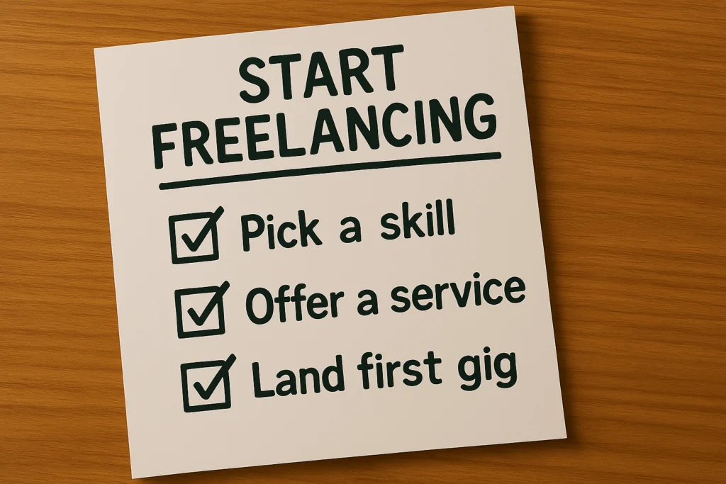 Freelance Business Ideas You Can Start (No Fancy Skills Required) Freelance business startup checklist with completed steps