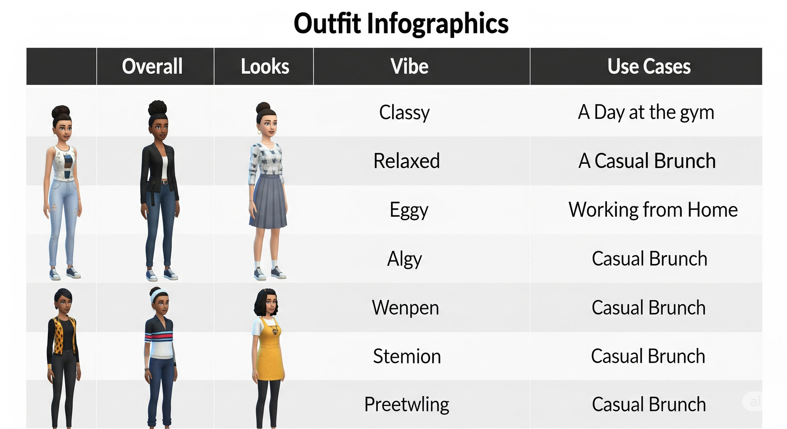 Top 23 Casual Outfits for Effortless Style and Comfort in The Sims 4 Style guide for Sims 4 casual outfits by mood and setting