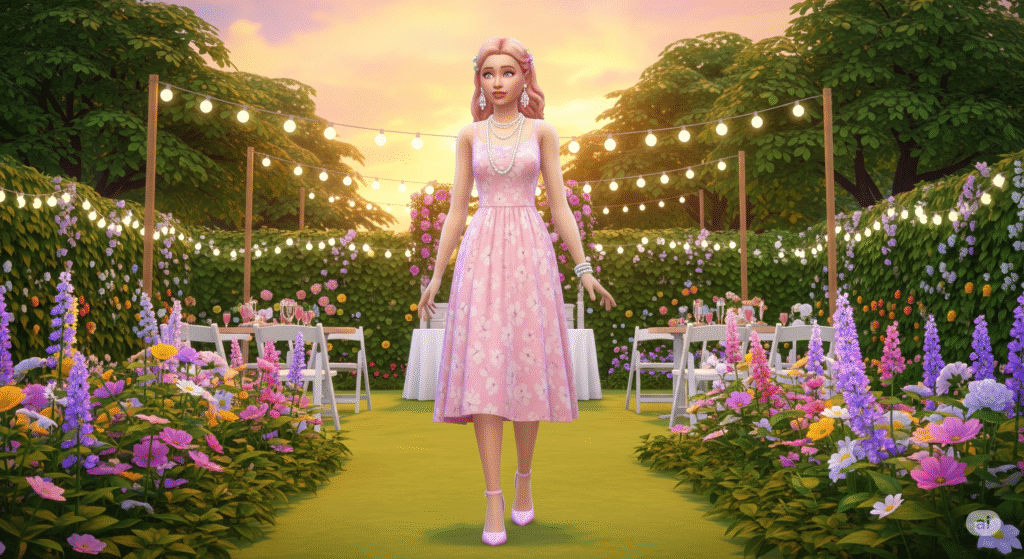 Top 30 Summer Looks You’ll Want to Try in The Sims 4 Sims 4 garden party look in pastel tones