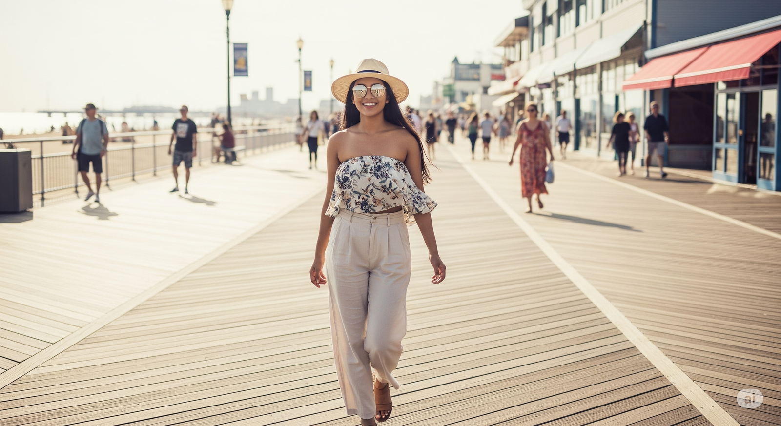 Top 19 Beach Outfits: Stylish Looks for a Perfect Vacation in The Sims 4 Sims 4 vacation outfit with wide-brim hat and flowy pants